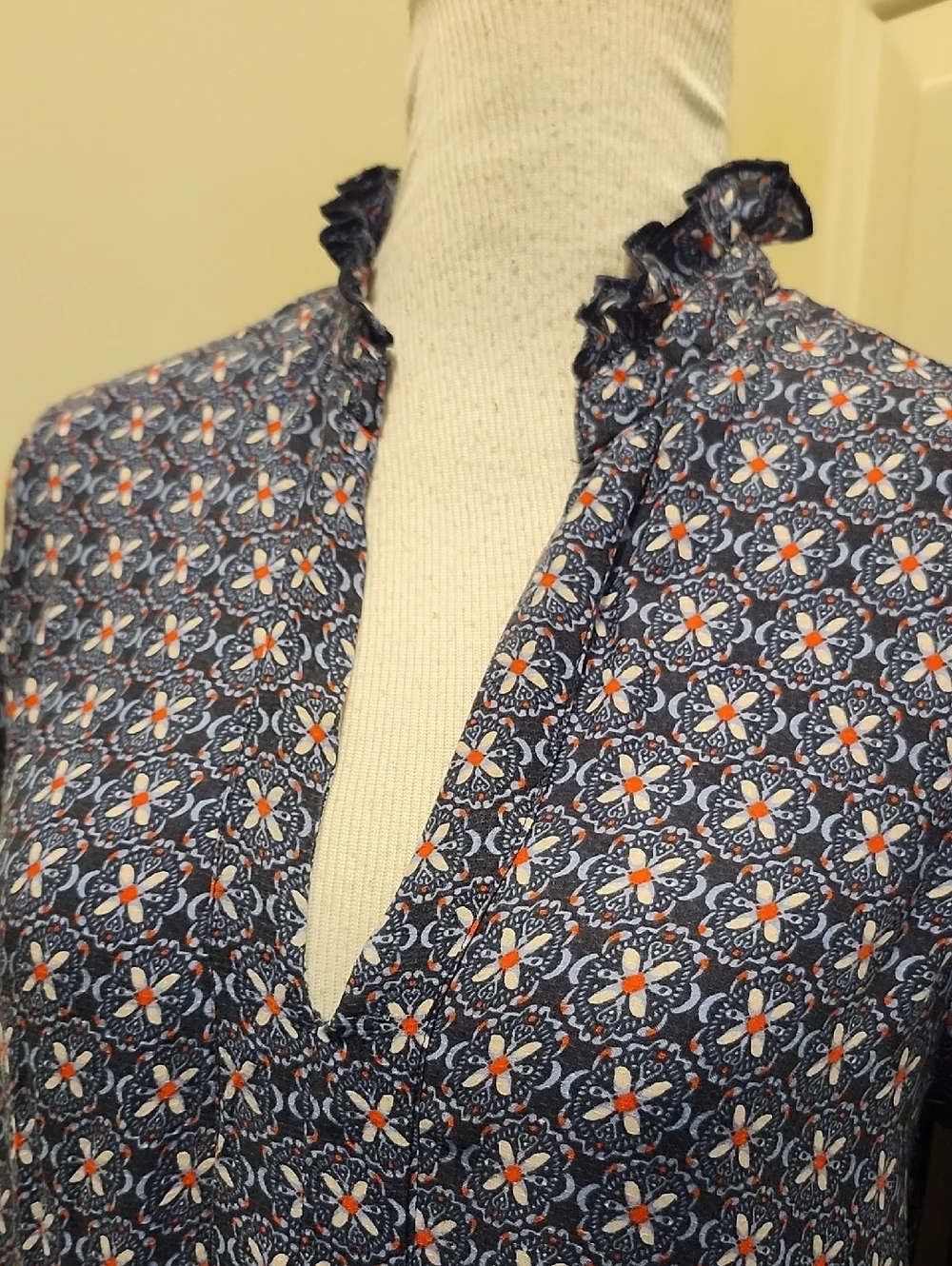 Maeve by Anthropologie Tamarind Tiered Blue Floral Long Sleeve Maxi Dress Size S